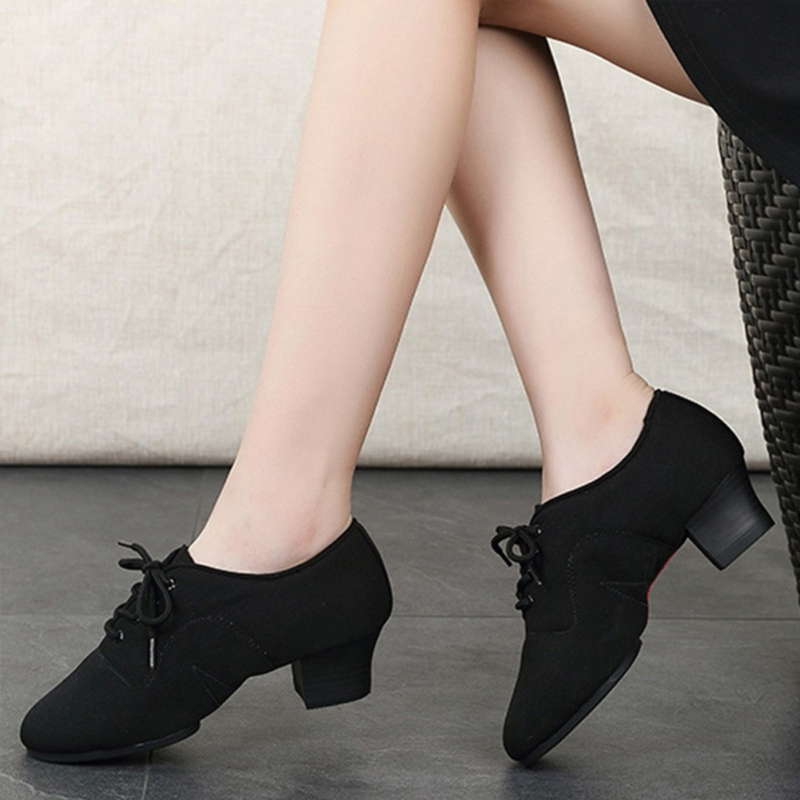 Leesechin Clearance Latin Dance Shoes Women Ballroom Tango Party Oxford Mid Heel Mesh Dancing Shoes